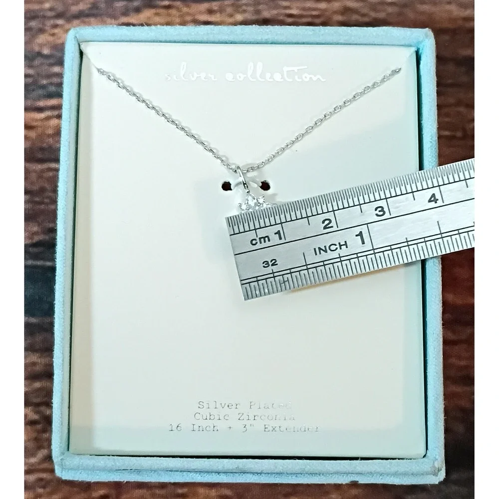 A New Day Silver Plated Cubic Zirconia Starburst Necklace 16-19‎ Inch